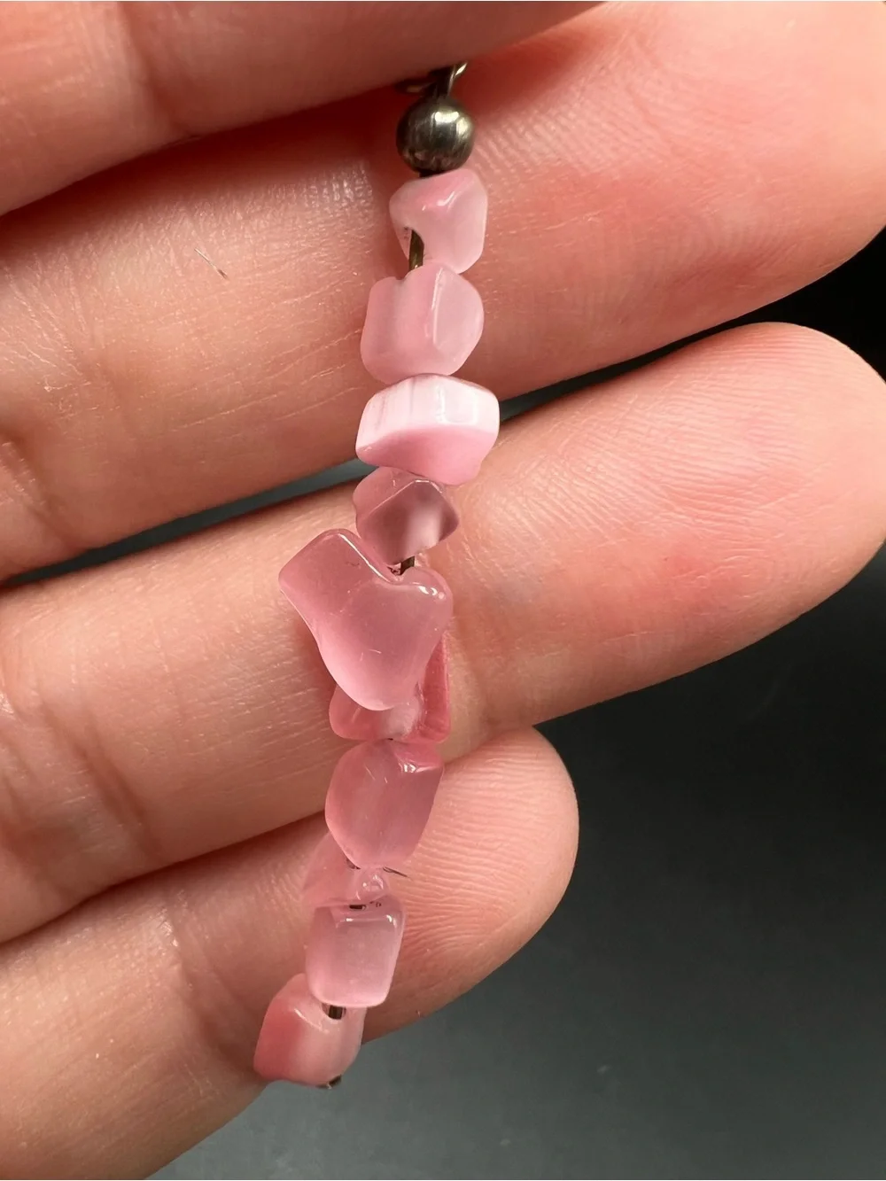 Handmade Beaded Dangle Earrings Lot of 2 Pink Cat’s Eye & Aurora Borealis Glass